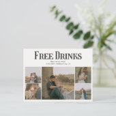 Retro Photo Free Drinks Wedding Save The Date Ankündigungspostkarte (Stehend Vorderseite)