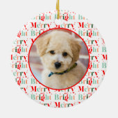 Retro Photo Merry and Bright Christmas Keramik Ornament (Hinten)