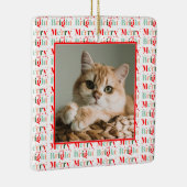 Retro Photo Red Pink Merry and Bright Christmas Keramikornament (Rechts)