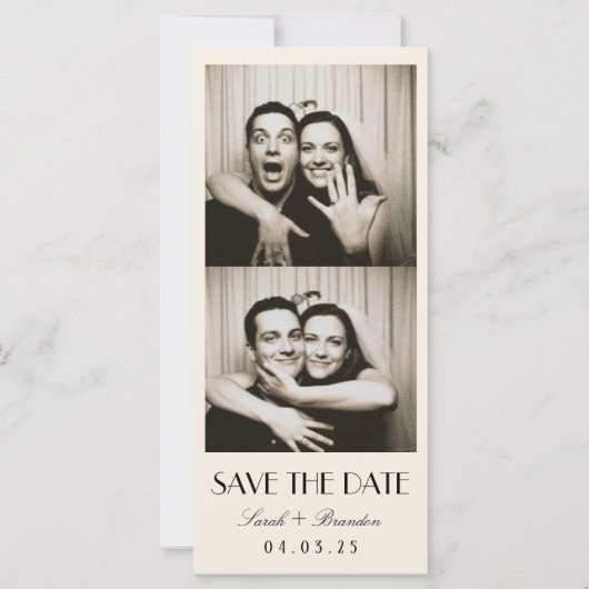 Retro Photobooth Typography Qrcode Save the Date I (Vorderseite)