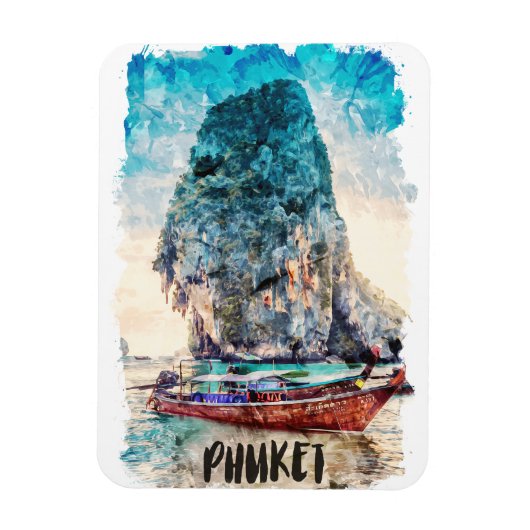 Retro Phuket Thailand Beach Malerei Magnet (Vertikal)