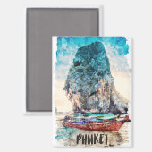 Retro Phuket Thailand Beach Malerei Magnet (Vorderseite/Rückseite)