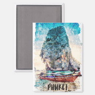 Retro Phuket Thailand Beach Malerei Magnet