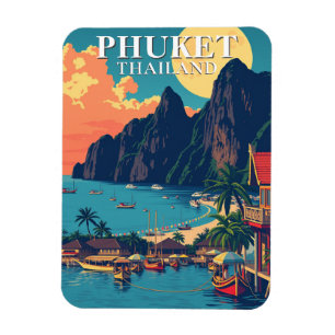 Retro Phuket Thailand Beach Travel Magnet