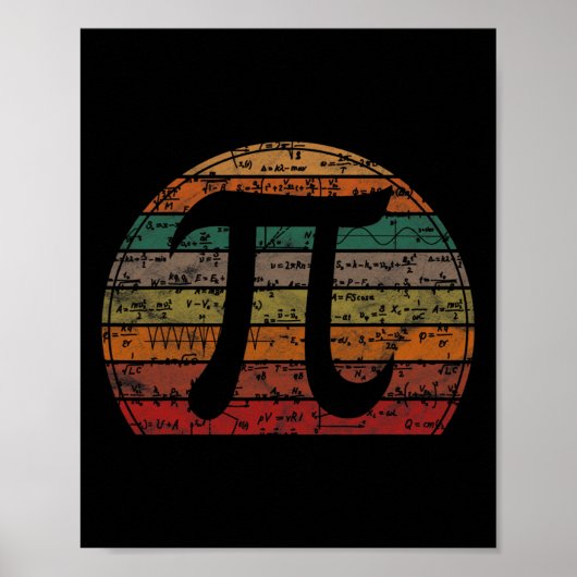 Retro Pi Symbol Sunset Geschenk Math Gleichungen G Poster (Vorne)