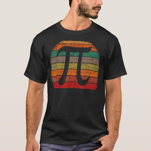 Retro Pi Symbol Sunset Math Gleichungen Geek Pi Ta T-Shirt (Vorderseite)