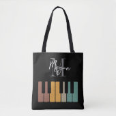 Retro Piano Monogramm Name Personalisiert schwarz Tasche (Vorderseite)