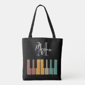 Retro Piano Monogramm Name Personalisiert schwarz Tasche (Rückseite)