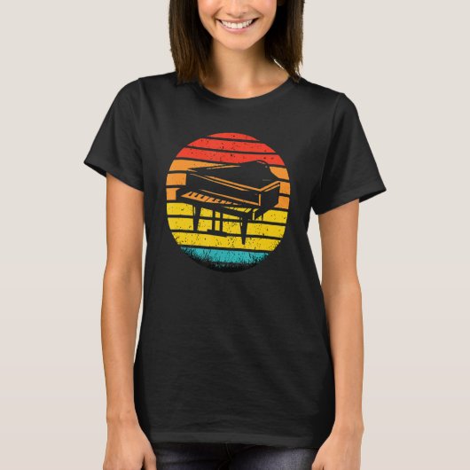 Retro Piano Sunset Design Musiker Pianist Musiker T-Shirt (Vorderseite)