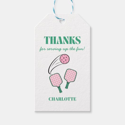 Retro Pickleball Birthday Thank You Geschenkanhänger (Vorderseite)