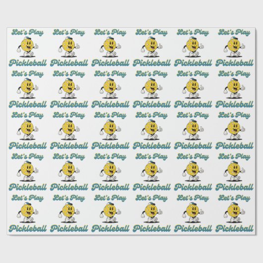 Retro Pickleball Cartoon Mascot Personalisierter T Geschenkpapier (Flach)