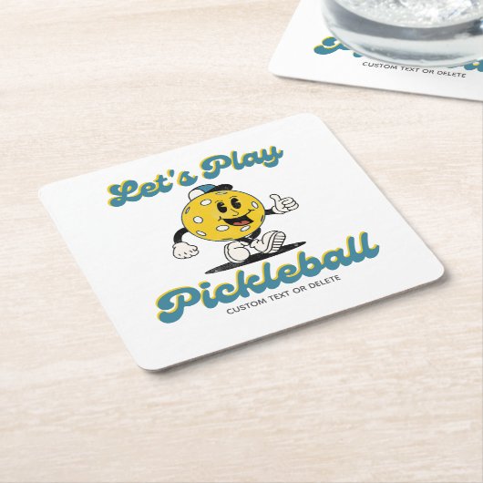 Retro Pickleball Cartoon Mascot Personalisierter T Rechteckiger Pappuntersetzer (angewinkelt)