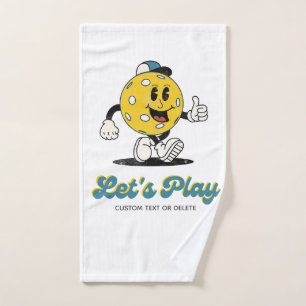 Retro-Pickleball-Cartoon-Maskottchen-personalisier Handtuch