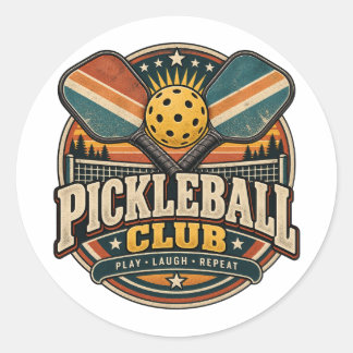 Retro Pickleball Club Runder Aufkleber