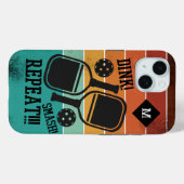 Retro Pickleball Dink Smash Wiederholen Monogramm  Case-Mate iPhone Hülle (Rückseite (Horizontal))