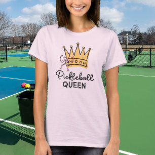 Retro Pickleball Königin Pink Monogram Frauen T-Shirt