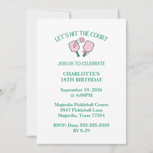 Retro Pickleball Lasst uns Geburtstag das Gericht  Einladung (Vorderseite)