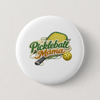 Retro Pickleball Mama Button Pin Mother's Day 