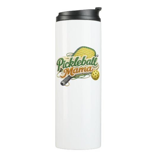 Retro Pickleball Mama Muttertag Thermosbecher (Nach links gedreht)
