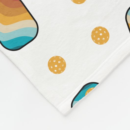 Retro Pickleball Paddle und Ball-Muster Fleecedecke (Ecke)