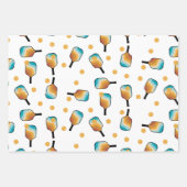 Retro Pickleball Paddle und Ball-Muster Geschenkpapier Set (Vorderseite 3)