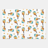 Retro Pickleball Paddle und Ball-Muster Geschenkpapier Set (Vorderseite)