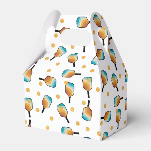 Retro Pickleball Paddle und Ball-Muster Geschenkschachtel (Rückseite)