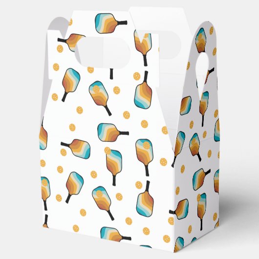 Retro Pickleball Paddle und Ball-Muster Geschenkschachtel (Geöffnet)