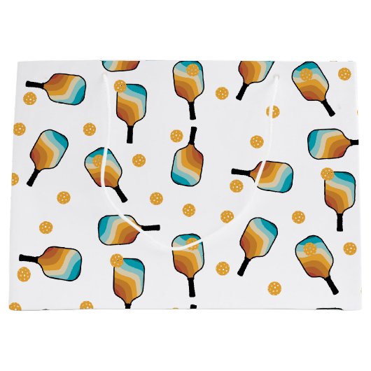 Retro Pickleball Paddle und Ball-Muster Große Geschenktüte (Vorderseite)