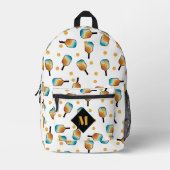 Retro-Pickleball-Paddle und Ball-Muster-Monogramm Bedruckter Rucksack (Vorderseite)