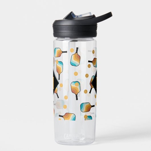 Retro-Pickleball-Paddle und Ball-Muster-Monogramm Trinkflasche (Links)