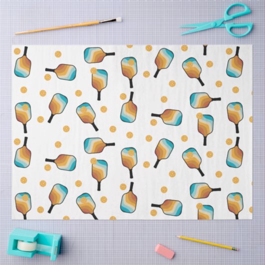 Retro Pickleball Paddle und Ball-Muster Seidenpapier (Basteln)