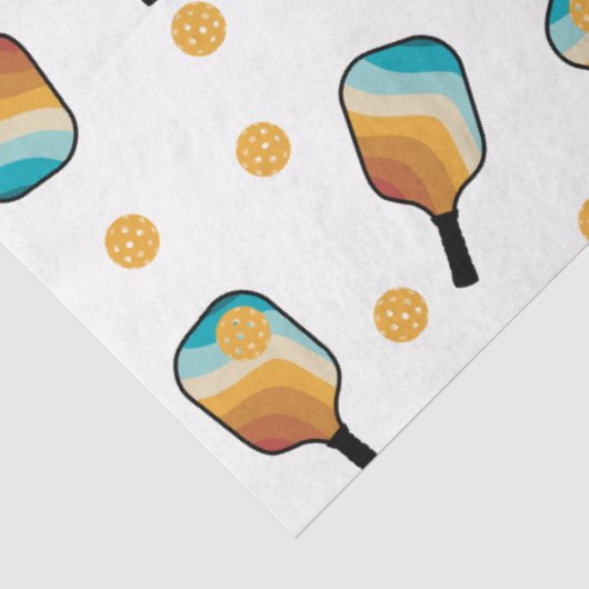 Retro Pickleball Paddle und Ball-Muster Seidenpapier (Ausschnitt)
