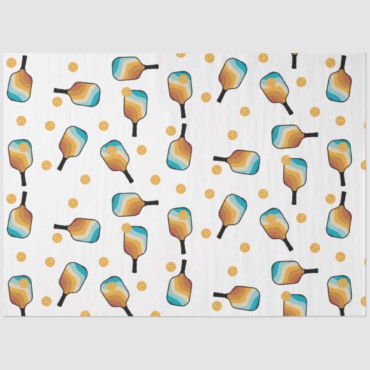 Retro Pickleball Paddle und Ball-Muster Seidenpapier (Vorderseite)