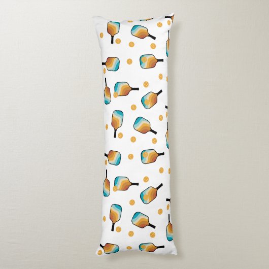 Retro Pickleball Paddle und Ball-Muster Seitenschläferkissen (Rückseite (Vertikal))