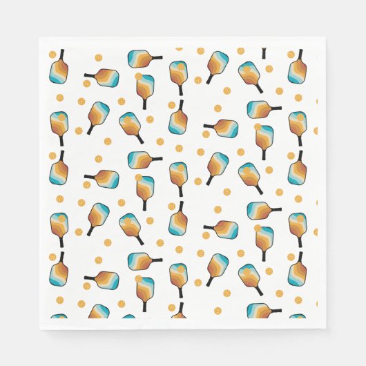 Retro Pickleball Paddle und Ball-Muster Serviette (Vorderseite)