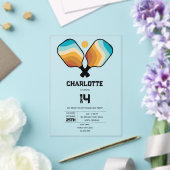 Retro Pickleball Paddles & Ball Geburtstagsparty Acryleinladungen (In Situ (Hochzeit))