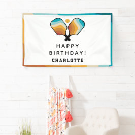 Retro Pickleball Paddles & Ball Geburtstagsparty Banner