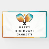 Retro Pickleball Paddles & Ball Geburtstagsparty Banner (Horizontal)