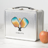 Retro Pickleball Paddles & Ball Individuelle Name Metall Brotdose (Beispiel)