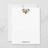 Retro Pickleball Paddles & Ball Individuelle Name Mitteilungskarte (Vorderseite)