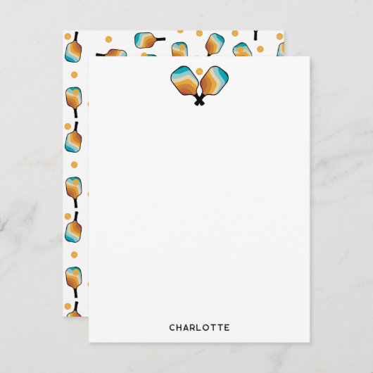 Retro Pickleball Paddles & Ball Individuelle Name Mitteilungskarte (Vorne/Hinten)