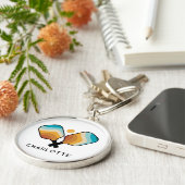 Retro Pickleball Paddles & Ball Individuelle Name Schlüsselanhänger (Seite)