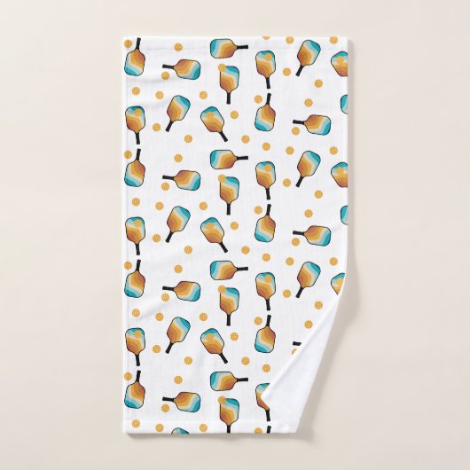 Retro Pickleball Paddles & Ball Pattern Badhandtuch Set (Handtuch)