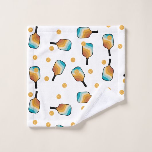 Retro Pickleball Paddles & Ball Pattern Badhandtuch Set (Waschlappen)