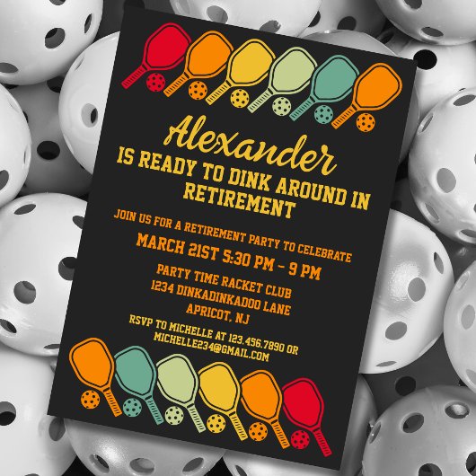 Retro Pickleball Party Sportpaddel Ruhestand Einladung