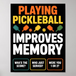 Retro-Pickleball-Schläger-Erinnerungsfeld-Fragen Poster