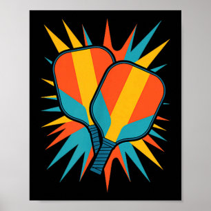 Retro-Pickleball-Schläger vintage 70er-Jahre-Sonne Poster