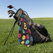 😍 Retro Pickleballs / schwarz Golfhandtuch (Gras)