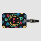 😍 Retro Pickleballs / schwarz mit Initialen Gepäckanhänger (Vorderseite (Horizontal))